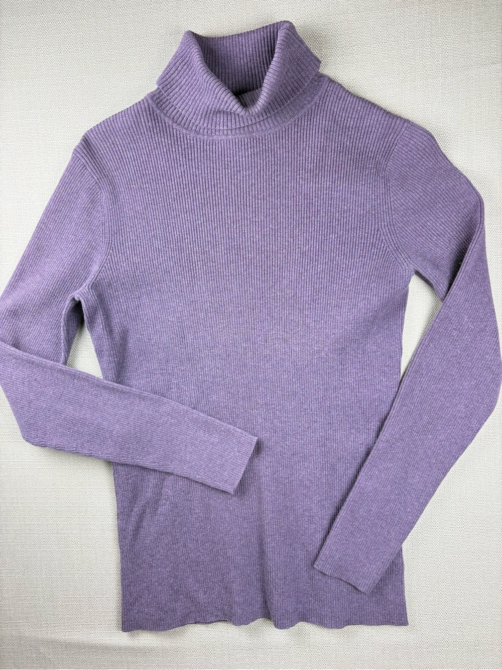 Eddie Bauer Women’s M Purple Turtleneck Sweater Pima Cotton Ribbed Knit